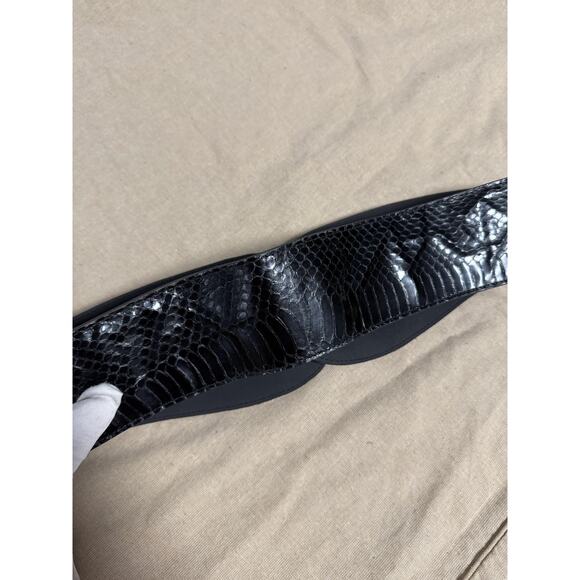 Creaciones Grau Belt Womens Large Black Genuine Snake Skin Dolphin Buckle Spain main image 16